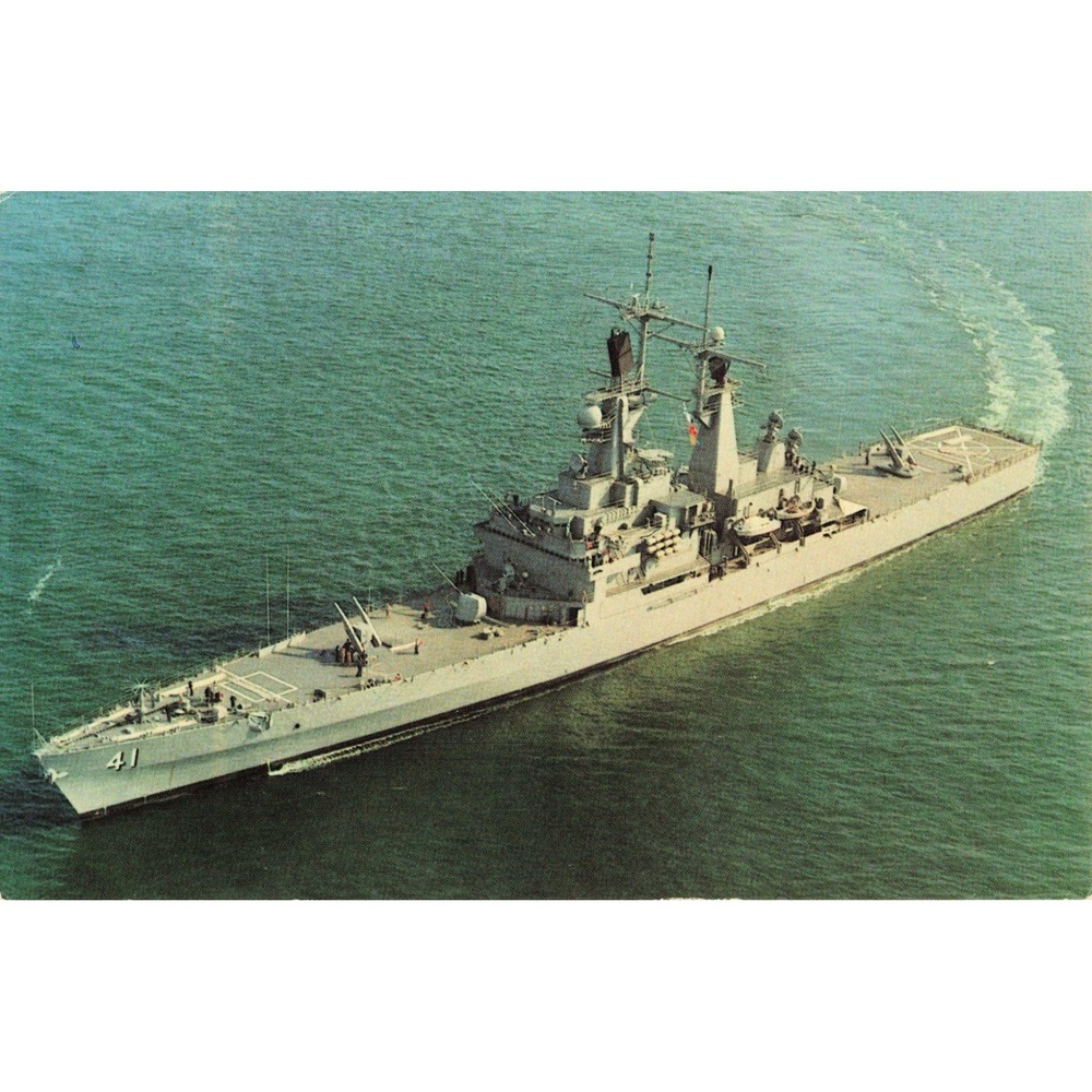 USS Arkansas CGN-41 Nuclear Powered Guided Missile Cruiser Vintage Postcard